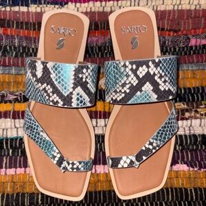 Sarto Franco Snake Skin Leather Blue Sandals